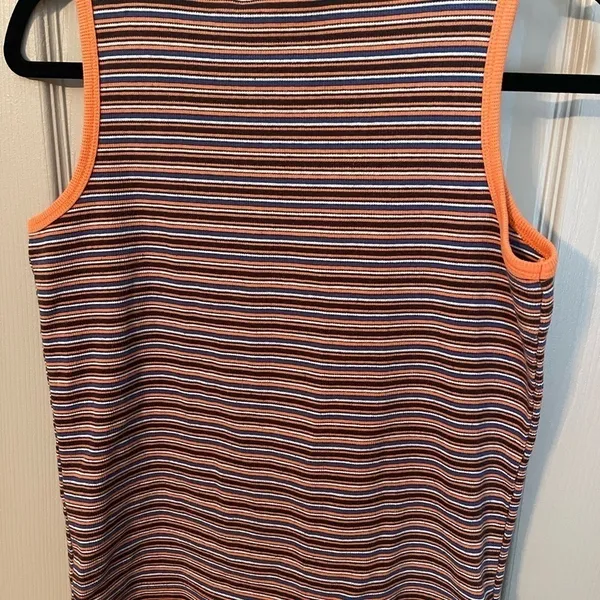 Montana Blues Striped Ribbed Tank Top. Size M. Blue orange stripes. - Image 6