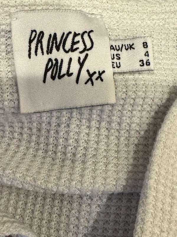Princess Polly Crop Waffle Knit Top Henley Oversize Relax Fit Oatmeal Beige S 4 - Image 5