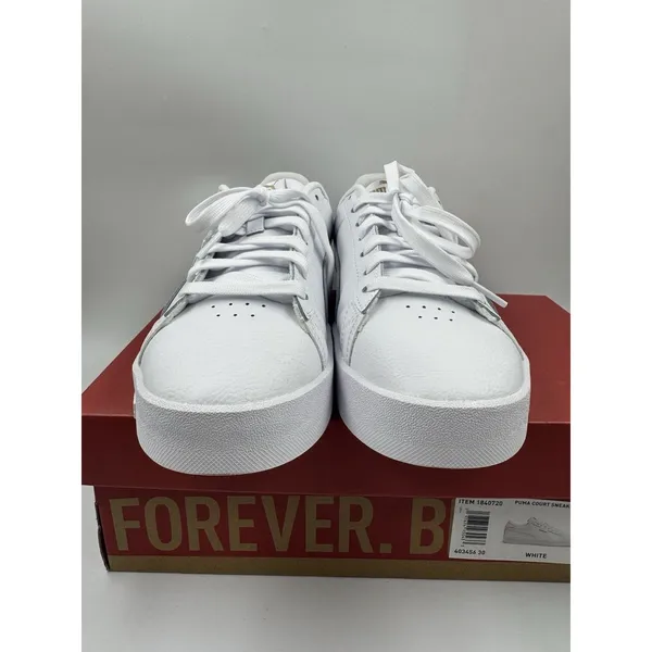PUMA Court Sneaker, White, Women's Casual Low Top Leather Shoes Size 9 - Image 2