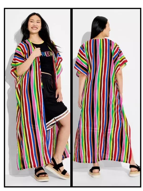 NEW Target Pride Adult Short Sleeve Cover Up Striped Size S/M - Image 2