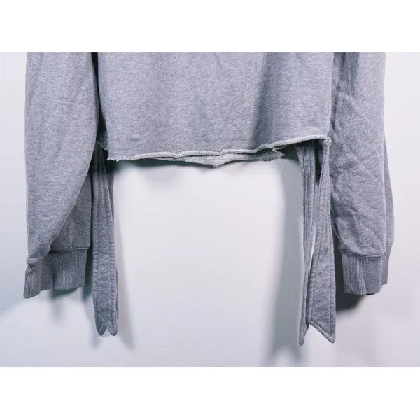 Free People Movement Odette Side Tie Sweatshirt Size M Gray Lounge Barre Raw Hem - Image 9