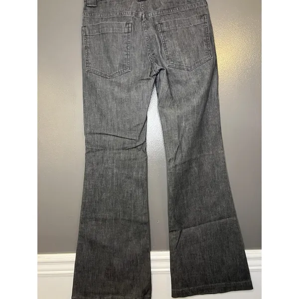 7 For All Mankind Jeans Womens 27 Gray Charcoal Wash Flare Striped Stretch Denim - Image 7