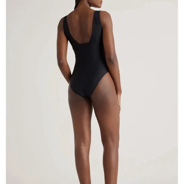 NWT Quince Black Italian Plunge One-Piece Swimsuit Size Large - Image 2