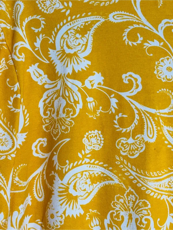 Kim Rogers Mustard Yellow Paisley Tunic Shirt Dress L Cotton Preppy Retro Mod - Image 16