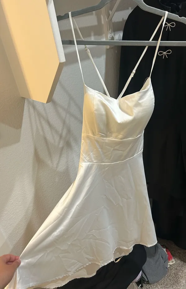 Altar’d State White Satin Slip Dress with Spaghetti Straps - Image 2