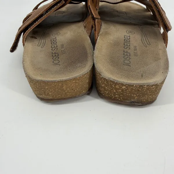 Josef‎ Seibel Leather Comfort Sandals Womens EU 39 US 8 Brown Slip On - Image 4