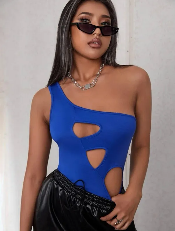 Boutique One Shoulder Cut Out BodySuit - Image 3
