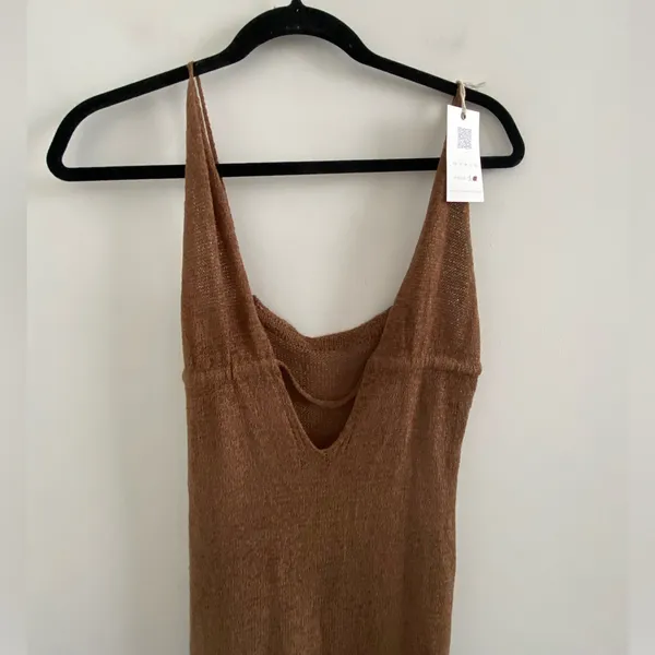 Brown Knit Halter Maxi Dress Size Medium New With Tag - Image 2