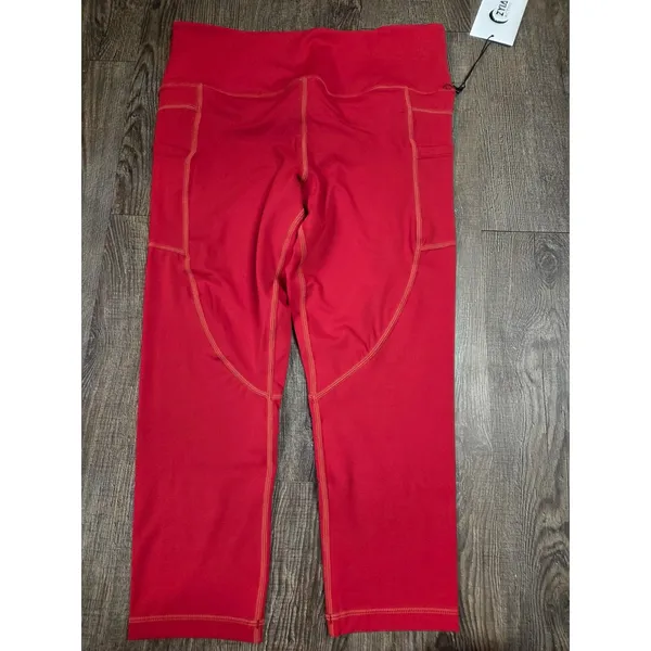 Zyia Active NWT Metallic Light N Tight Crop Leggings red Athletic Gym 12 - Image 3