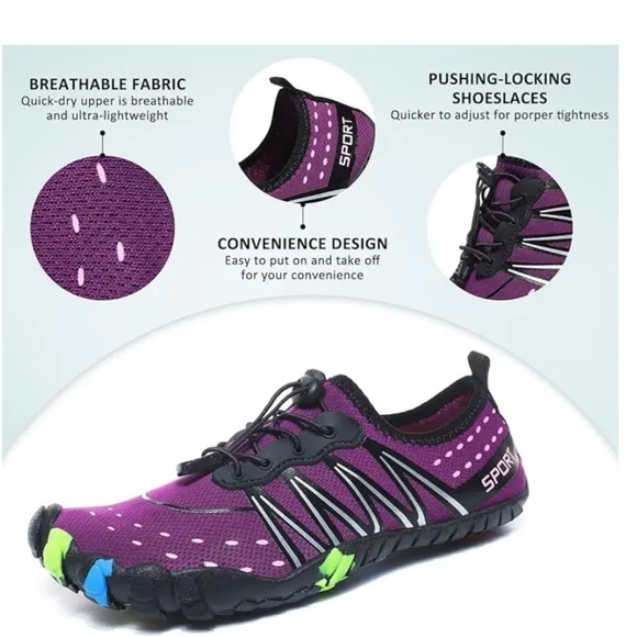 purple Water Shoes Under Water Swimming For Beach, Pool Or River size 39 flaw - Image 2