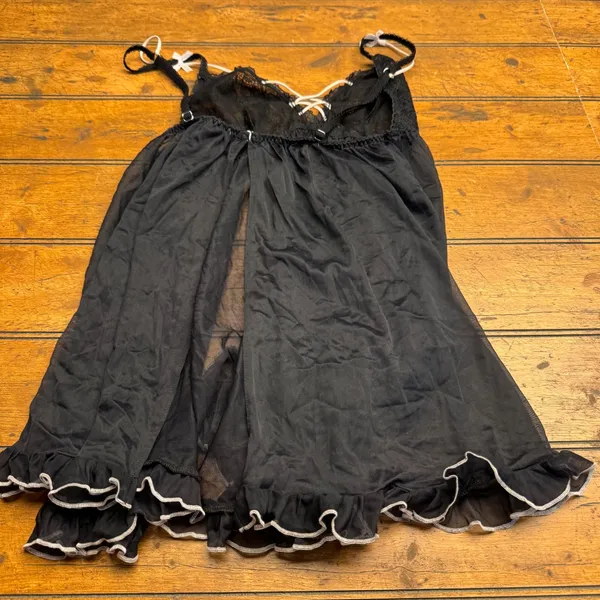 Victoria's Secret‎ Black Lace Trim Babydoll Chemise Nightie Medium M - Image 5