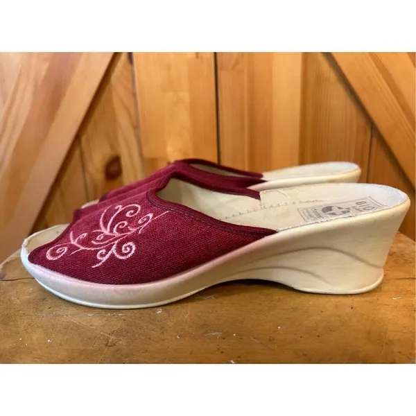 BIO Nature Womens Shoes Sz EU 38 US 7.5-8 Adanex Wedge Sandals Red - Image 3