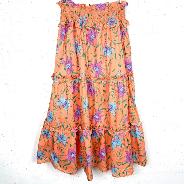 Tuckernuck Hyacinth House Odette Maxi Skirt Floral Multi Orange Size Small - Image 4