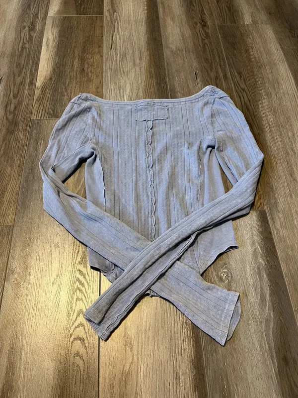 Free People Eyes On You Long Sleeve Knit Top in Falling Water - Image 4
