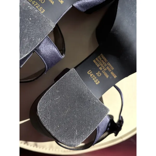 Unlisted Navy Blue Satin Block Heel‎ Sandals Strap Platform U47253 Size 10 - Image 11