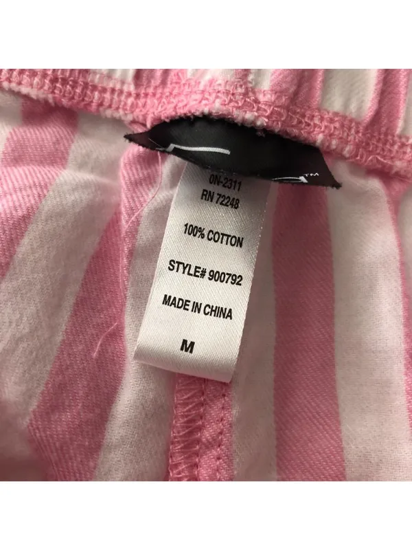 Felina Womens Pajama Pants Pull On Drawstring Striped Pink White M - Image 4