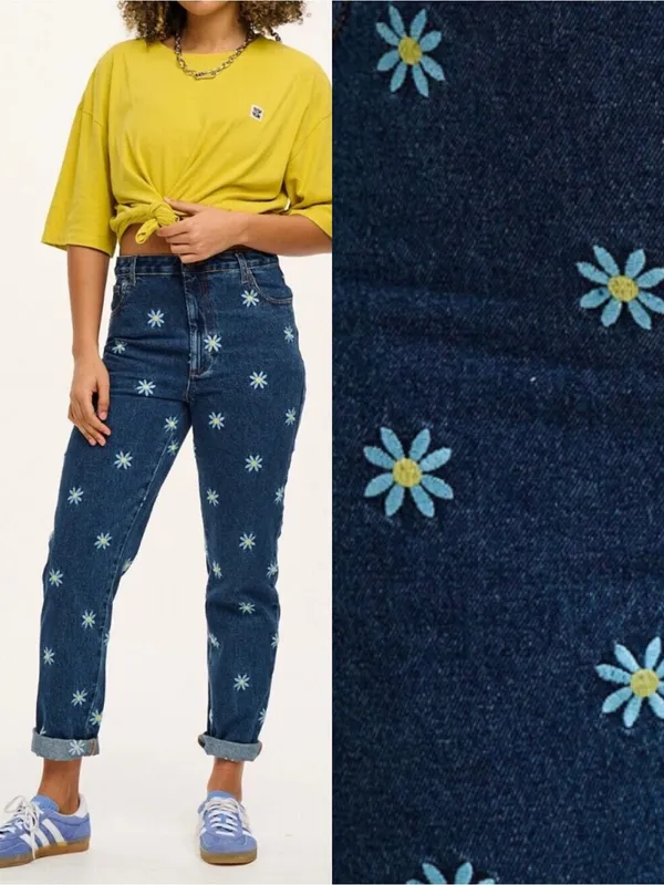 Lucy & Yak Dana Jeans Daisy Mae Embroidery Organic Cotton High Rise 80s Mom - Image 2