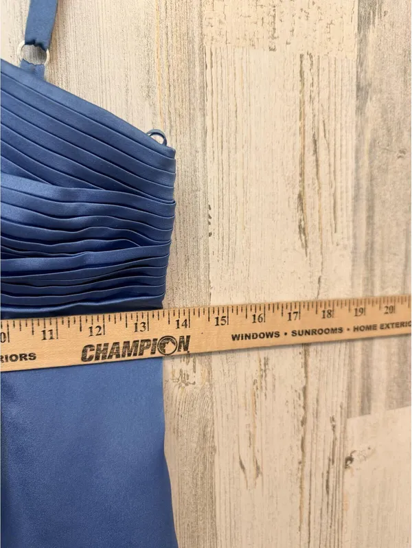 BCBGMAXAZRIA Womens 2 Blue Satin Beaded Cocktail Prom Dress - Image 4