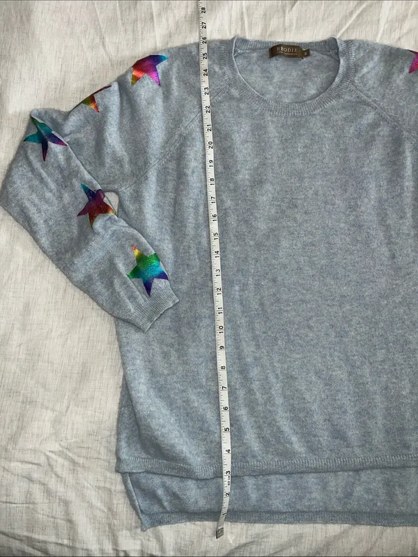 Brodie‎ 100% Cashmere Star Rainbow Sweater Size Medium Crewneck - Image 9