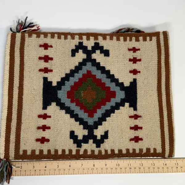 Wool‎ Southwestern Crossbody Bag Geometric Tribal Earth Tones Cream Boho Artisan - Image 5