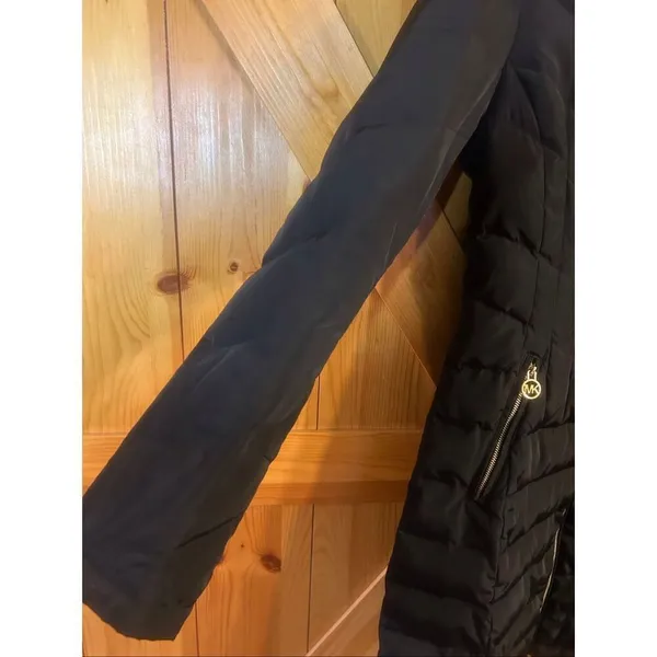 Michael Kors Long Down Quilted Puffer Jacket Tall Mock Neck Collar Size XS (5981 - Image 4