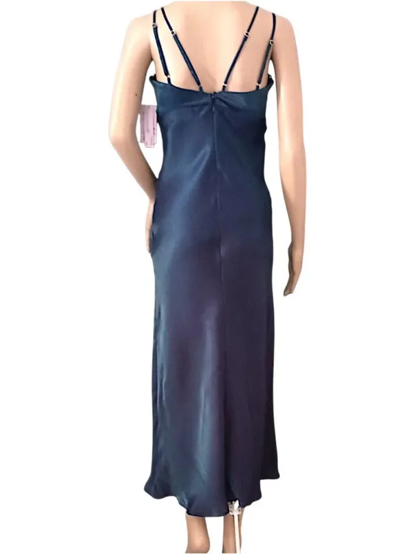 Wild Fable Iridescent Dress XS Satin Slip Midi Blue Y2K 90s Spaghetti Strap NWT - Image 4