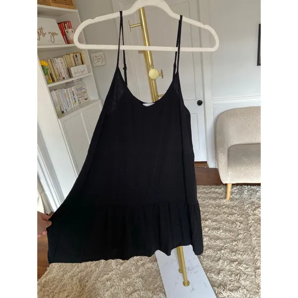 Natural Life Black Rayon Tiered Knee‎ Length Dress Quiet Luxury Coquette Euro M - Image 2