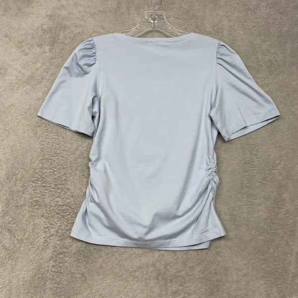 Madewell Top Womens‎ XS Blue Crewneck Puff Sleeve Ruched Cotton T Shirt NU869 - Image 10