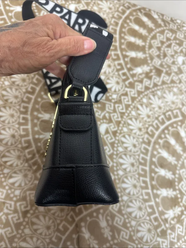 Karl Lagerfeld Black Crossbody Bag with Black-and-White PARIS Strap - Image 5
