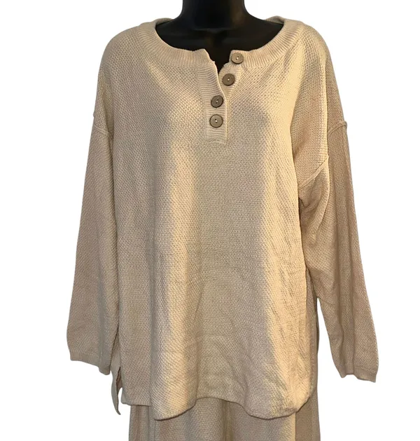 Caracililia two piece waffle knit lounge set - Image 3