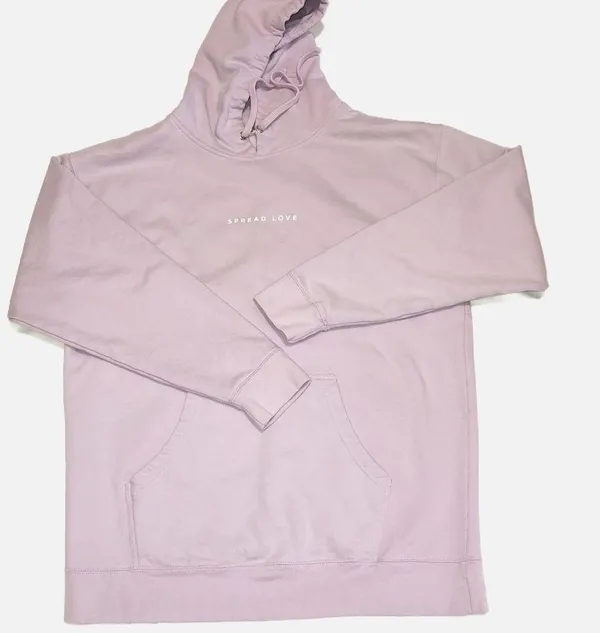 Spread Love Oversized Unisex Midweight Pullover Hoodie Light Purple size XL - Image 3