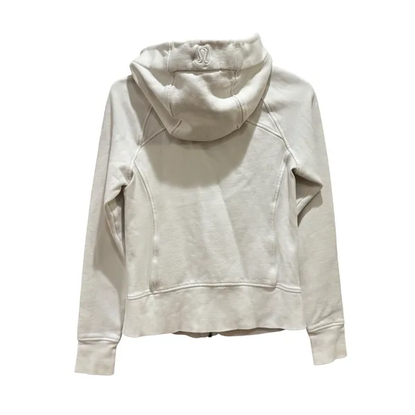 Lululemon Scuba Full‎ Zip Hoodie Women's 6 White Thumbholes Fleece Athletic Read - Image 5