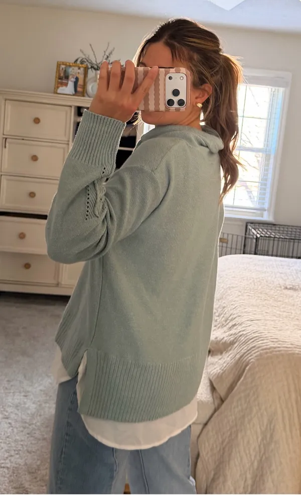 Simply Vera, Vera Wang Light blue cowl neck sweater - Image 3