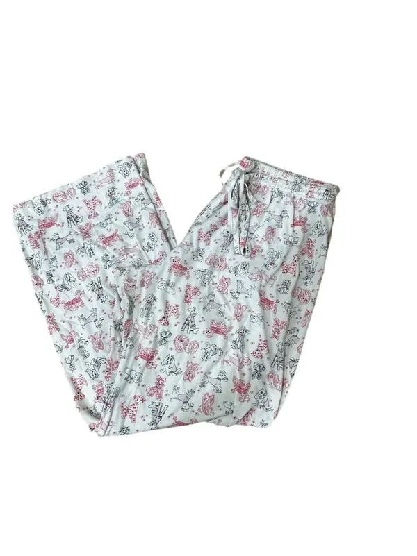 Carol Hochman Women's M Graphic Print Pajama Set White Collared Button-Up - Image 3