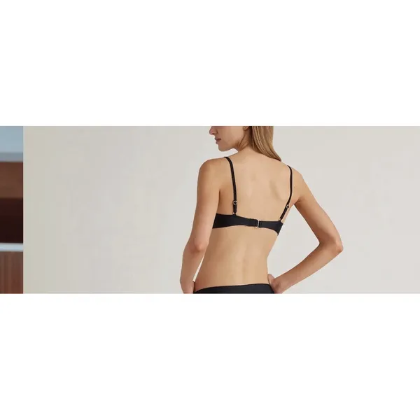 NWT Quince Black Italian V-Neck Bikini Top Size Medium - Image 2