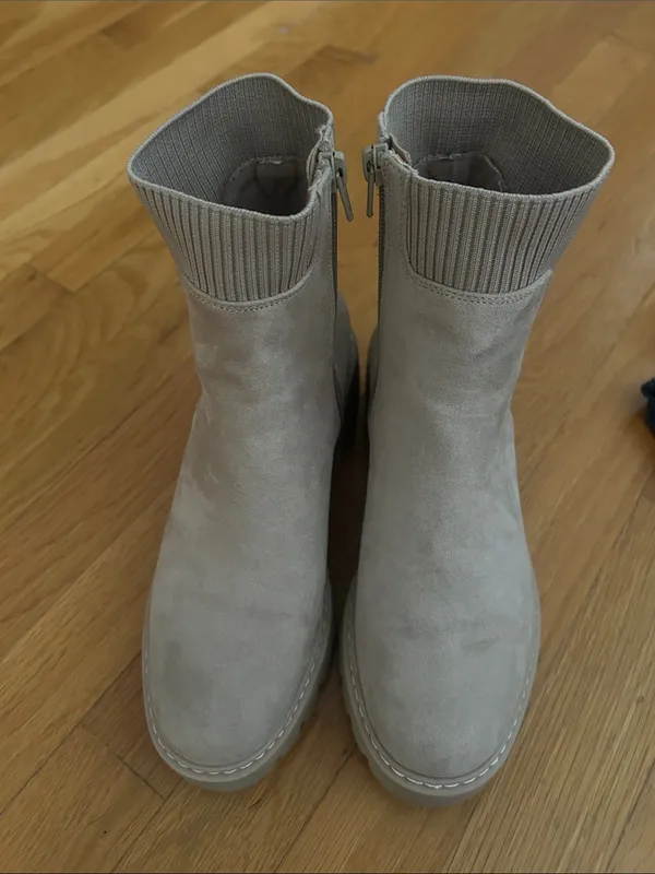 NOBO Taupe Suede-Look Chelsea Ankle Boots - Image 3