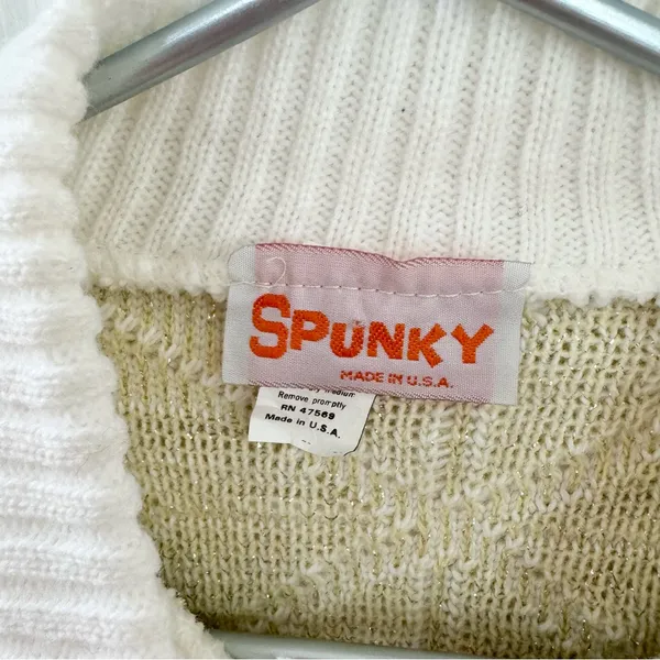 ✨ Vintage 90s SPUNKY “Winter Wonderland” Sparkle Thread Sweater Sz Medium (6) - Image 4