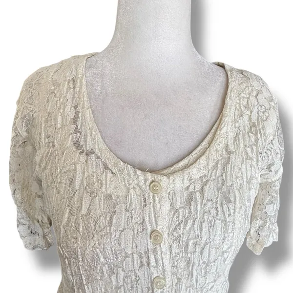 Vintage Nostalgia Lace Maxi Dress‎ Cream Romantic Cottagecore Small Deadstock - Image 2
