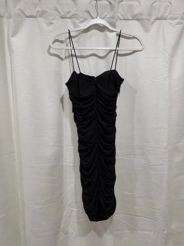 Hello Molly Dress Mini Black Ruched - Image 2