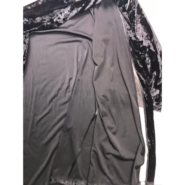 Savage X Fenty Womens Black Crushed Velvet Robe‎ Sheer Mesh Trim MD/LG Kimono - Image 9