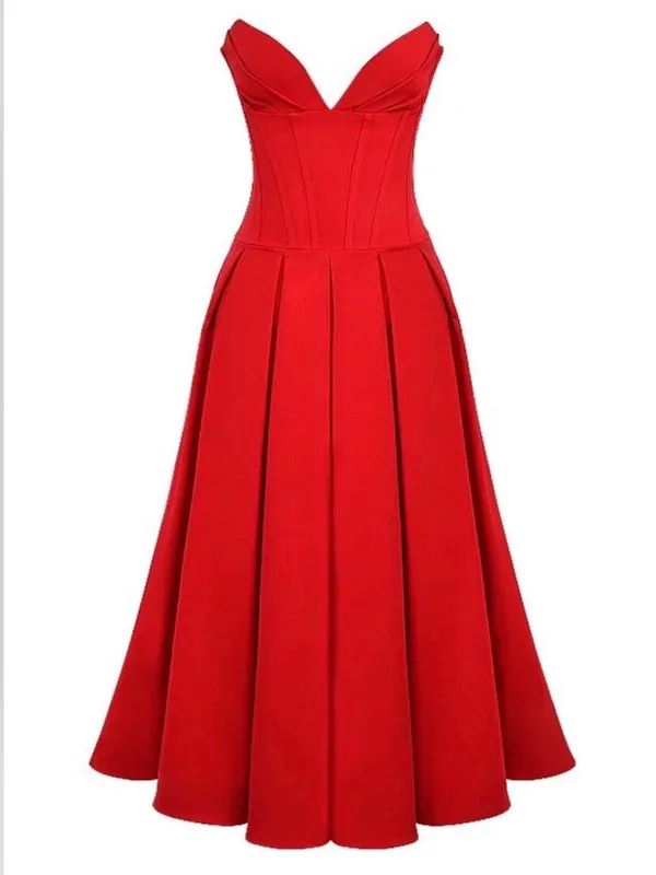 House Of Cb Lady Strapless Scarlet Midi Dress - Image 3