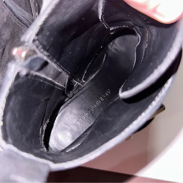 Rebecca Taylor Logan Black Suede Studded Buckle Heel Booties‎ Size 7 - Image 9