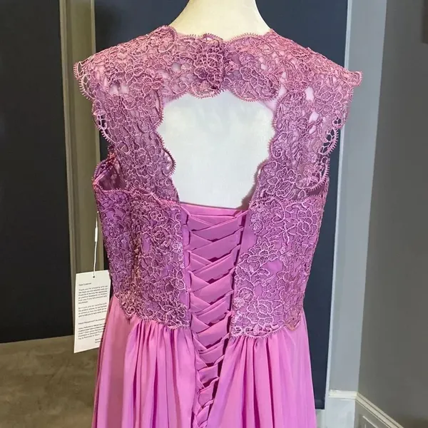 Women’s Lace & Chiffon Dress Empire Waist Corset Back Bridesmaid Size 12 NWT - Image 6