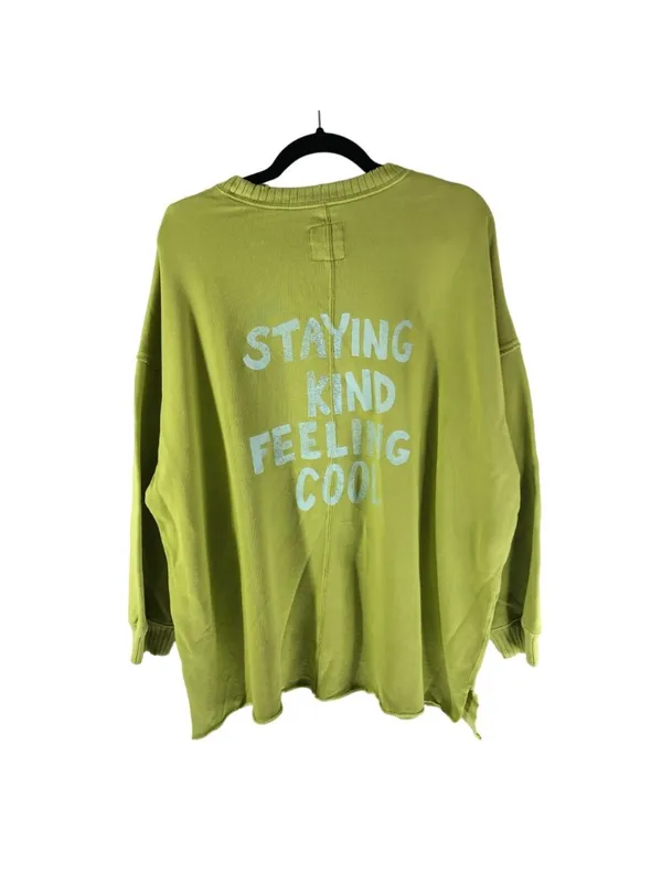 Aerie Green Oversized Crewneck Sweatshirt "Staying Kind Feeling Cool" Graphic M - Image 2