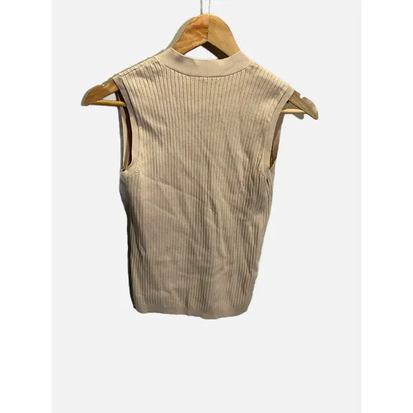 Ann‎ Taylor Sweater Vest Womens XS Beige Ribbed Knit Button Front Preppy Career - Image 6