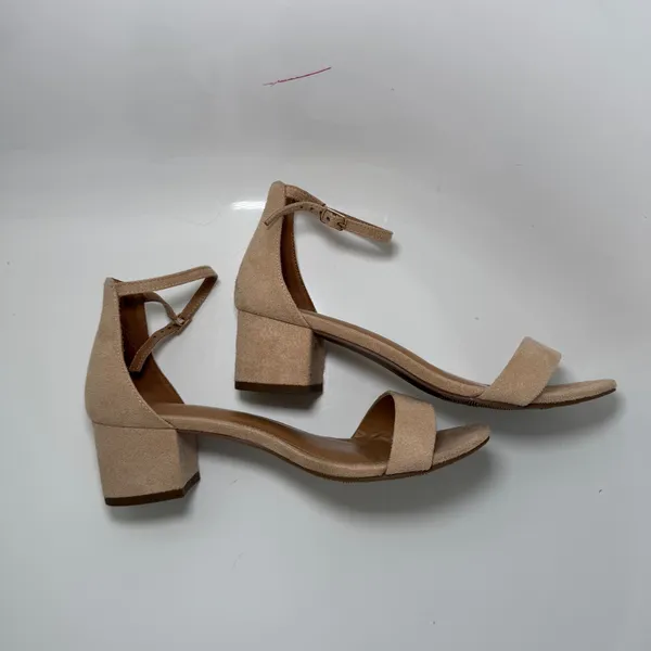 Cushionaire Alba Block Heel Sandal Size 9 Nude Beige Ankle Strap Wedding Worn - Image 2