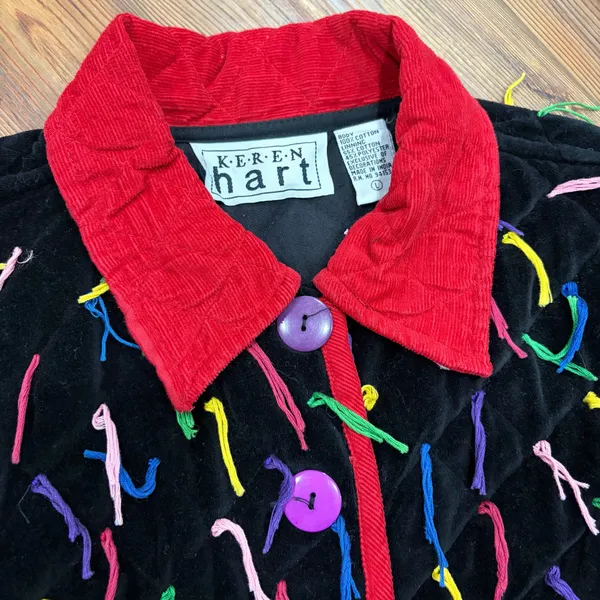 Vintage 90s Keren Hart Eyelash Rainbow Confetti Quilted Jacket - Image 3
