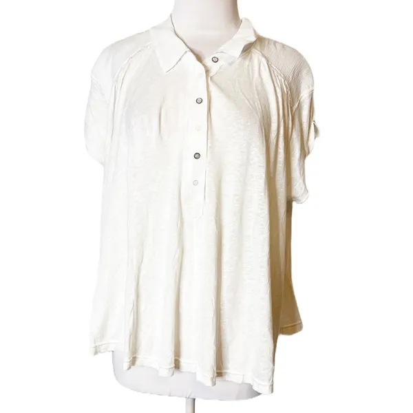 Free people Low Down Henley Top white sz M‎ - Image 5