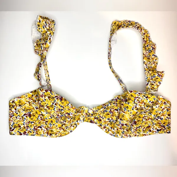 Abercrombie & Fitch Ruffle Floral Yellow Bikini Swim Top‎ Size S - Image 2