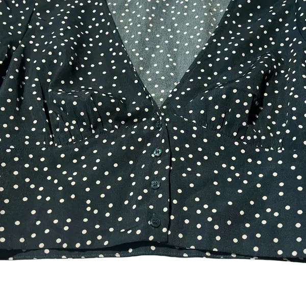 Lulus Women's L Love Always Forest Green‎ Polka Dot Long Sleeve Crop Top Cropped - Image 3